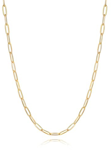 U7 collar de Cadena Acero Inoxidable Mujer Dorado, 3,4mm de Ancho, 51 + 5cm de Longitud, Collar de Clip Ajustable Minimalista Hipoalergénico con Caja de Regalo