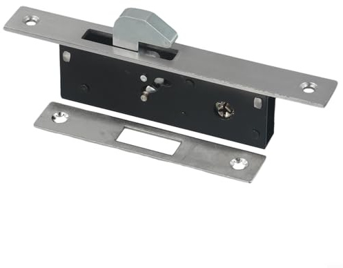 Serratura per porta scorrevole antifurto con chiavi incrociate per porte strette, furgoni e capannoni, hardware di sicurezza in lega di alluminio nero (HY-302B)