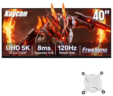 Kuycon Moniteur P40K 40 Pouces Full HD (5120 x 2160) 5K 120 Hz, Dalle IPS Noire, G-Sync FreeSync, Rapport de Contraste 2000:1,antireflet, HDMI, DisplayPort, Fixation VESA (Minimalist - Without Stand)