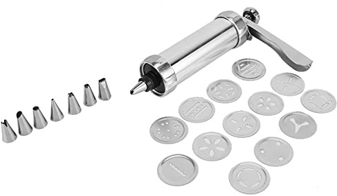BAOFUYA Kit Pressa per Biscotti in Lega di Alluminio, Strumento di Cottura Regolabile per Biscotti e Cupcakes Design Facile da Pulire per Panettieri Domestici