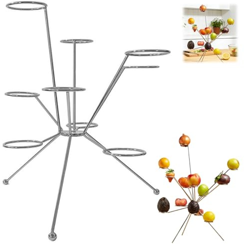 OIFAODAO Ciotola per frutta, Ventilazione a 360°, portafrutta fresca e creativa in acciaio inossidabile a più livelli, fuochi d'artificio sul tavolo da pranzo(Sliver)