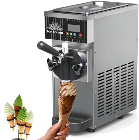 Mjukglassmaskin för glassbar, café, kiosk och foodtruck Grey | Servera i strut, bägare, sundae, våffla eller till bakverk med såser och toppings efter eget sortiment