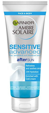 Garnier Ambre Solaire Hydrating Soothing Sensitive Advanced After Sun, Enriched with Cold Cream For Use On Face and Body 200 ml