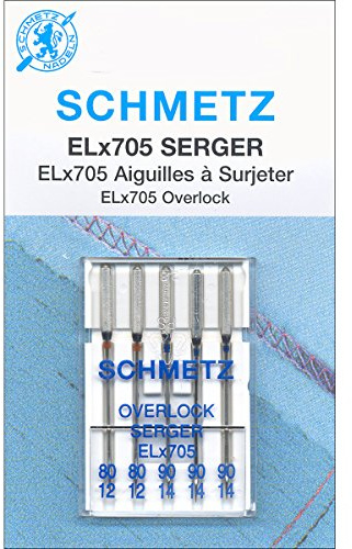 Euro-Notions ELx705 Overlock-Maschine Needles-Sizes 12/80 (2), 14/90 (3), andere, Mehrfarbig
