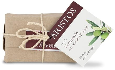 ARISTOS 100% Olivenölseife | Naturseife aus reinem Olivenöl, Seife hergestellt aus Oliven, Handseife mit PH-Wert 8 ohne Plamöl, griechische Olivenöl Duschseife