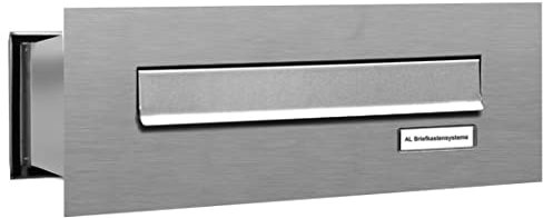 AL Briefkastensysteme 1er Durchwurfbriefkasten, 1 Fach Briefkasten DIN A4, wetterfeste Briefkastenanlage aus V2A Edelstahl