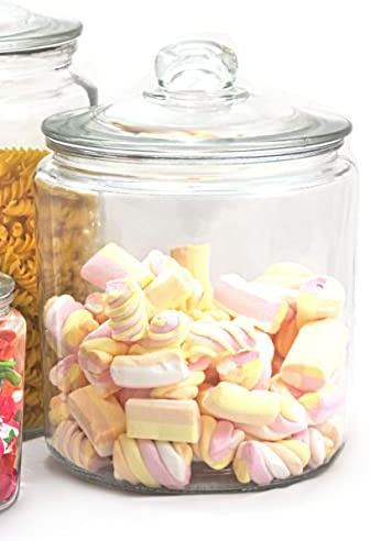 Chef-hub Glass Biscotti Storage Jar with Lid 3.8 L Pack of 3