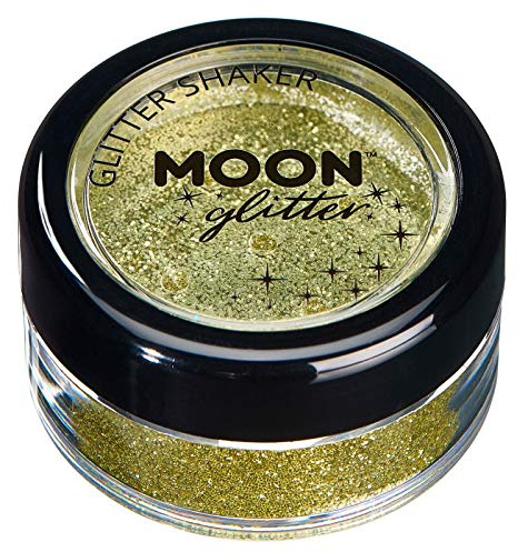 Fein Glitterstreuer von Moon Glitter - 100% kosmetische Glitzer für Gesicht, Körper, Nägel, Haare und Lippen - 5g - Gold