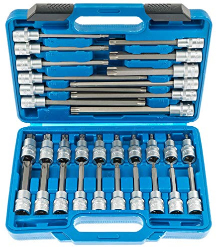 SATRA S-ST3212 Steckschlüssel-Satz T-Profil Nüsse 32-tlg 1/2 Werkzeug Bits kompatibel mit Torx