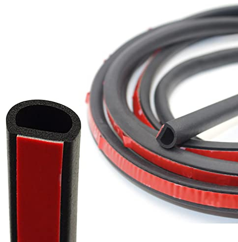 Car Door Seal Strip 5M/16.4Ft Long Big D-Type Self Adhesive Automotive Rubber Draught Seal Weatherstrip for Car Window Door Soundproofing Engine Cover
