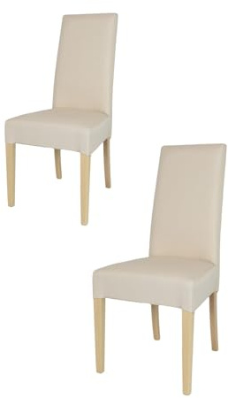t m c s Tommychairs - Set 2 sillas Chiara para Cocina, Comedor, Bar y Restaurante, solida Estructura en Madera de Haya Color Natural y Asiento tapizado en Tejido Color Marfil