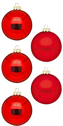 Inge Glas Magic Weihnachtskugeln klein | 36 Kugeln 4cm | Christbaumkugeln aus Glas (Merry Red | rot matt/Glanz)
