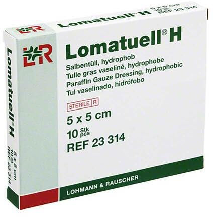 LOMATUELL H Salbentüll 5x5 cm steril 10 St