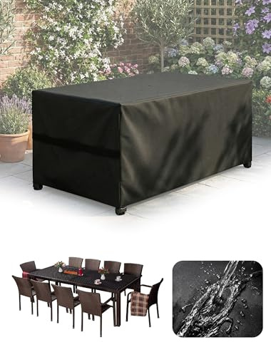 Moistu Garden Furniture Covers Waterproof: 600D Oxford Fabric Heavy Duty Outdoor Rectangular Rattan Patio Furniture Cover - 242 x 162 x 100cm Large Anti-UV, Snow & Rain Protection Easy to Clean