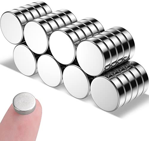 MIN CI 40 Stück Mini Magnete Stark - 8x2mm Runde Kleine Neodym Magnete Flach für Magnettafel Kühlschrank Whiteboard Fotos