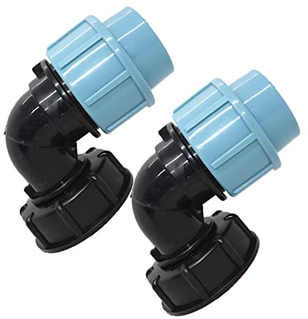 Vokenforu IBC Tank Connector, s60x6 Thread Tank Adapter, Water Butt, Plastic Garden Hose Adapter Fittings Tools (Elbow 32mm)