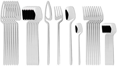 32 stücke Geschirr Klassiker Silber Besteck Set 304 Edelstahl Wohnung Home Gabel Löffel Messer Küche Abendessen Set essgeschirr (Color : Silver)