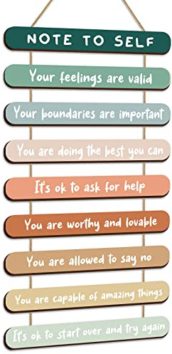 Yookeer Mental Health Reminders Wall Art Decoration Positive Psychology Affirmations Therapy Office Decor Occupational Therapy Gifts Wooden Hanging Wall Pediments Inspirational Gifts(Bright Color)