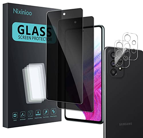 Nixinioo [4 Stück] Sichtschutz Schutzfolie für Galaxy A53 5G, [2* Anti-Spy Schutzglas + 2* Kameraschutz] Sichtschutzfolie Panzerglasfolie, [Anti-Spion] [9H Härte] [Bläschenfrei] [Kratzfest]