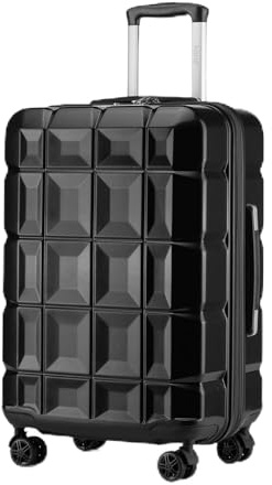 KONO Koffer Mittelgroß 4 Rollen Leicht Hartschalenkoffer Mittelgroß 62cm Zwillingsrollen ABS Koffer Trolleys Reisekoffer mit TSA Schloss, 62x43x26cm (Mittelgroß Koffer, Schwarz)