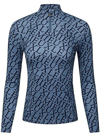 LeMieux Fleur Base Layer aus Denim mit LeMieux-Print – Flatlock-Nähte weiche Nähte – 360 Grad Stretch – Langarm-Oberteil – UK 12
