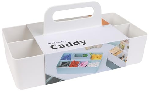 BLUE GINKGO Stapelbarer Organizer-Caddy – Tragbare Aufbewahrung aus Korea für Bad, Büro, Bastel- oder Schulbedarf (Langes Rechteck, Weiß)