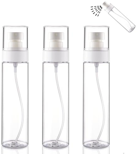 Cosywell Fine Mist Spray Bottles TSA Approved 3.4oz/100ml 3 Pack Leak Proof Travel Size Bottles Refillable Plastic Hair Spray Bottle for Perfume Skincare Toners Water Cosmetics (3Clear)