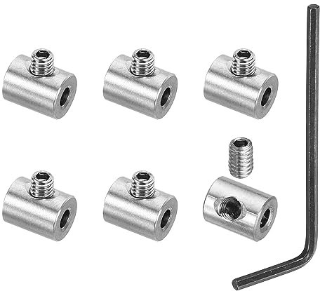 PATIKIL 3mm Hole Wire Rope Clips Set, 6 Pcs 304 Stainless Steel Single Holes Lock Cable Clamps Clip with M4 Hexagon Screws Spanner for Cable Fitting, Silver