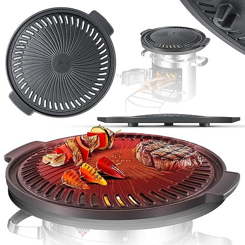 KESSER® Grillplatte für Raketenofen, Grillplatte aus Gusseisen für Dutch Oven BBQ Rakete Holzofen Camping Campingkocher Campinggrill, Leicht zu reinigen, für Fleisch und kleine Grillstücke