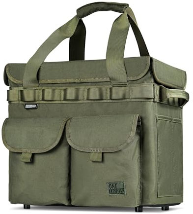 OneTigris Camping Storage Bag with Lid, 25L Collapsible Tactical Tote Bag for Outdoor Camping Travel Picnic Garage Trunk Organizer