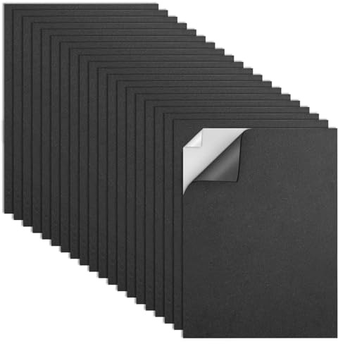 MEARCOOH 20-Pack Self Adhesive Foam Sheets, Black 2mm Sticky Eva Foam Paper 9x12 Inch for Crafts Cardmaking Photo Frames Classroom Scrapbooking (Black 20 Sheets)