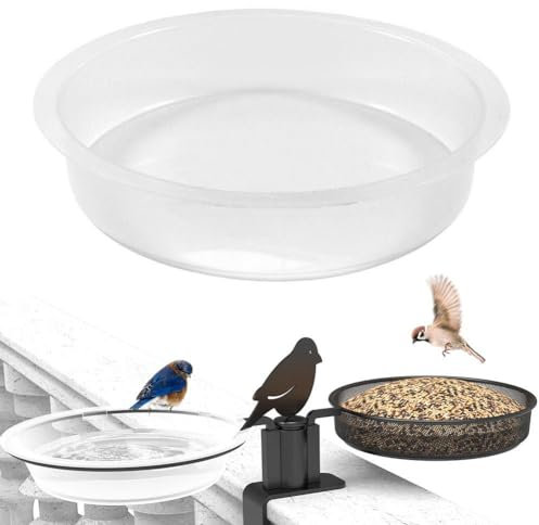 Fgbetcv 1 Pcs Bird Feeder Station Replacement Transparent Bird Feeder Bird Water Bowl,Plastic Tray for Feeding Stations,Birdseed Birdbath Bowl Garden Supplies