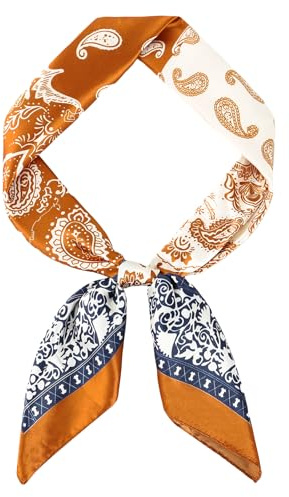 GoGou Halstuch Herren Weicher Bandana Quadratisch Kopftuch Seidiger Schal Mode Geschenke für Männer Casual Formal Busines,Braun Nut
