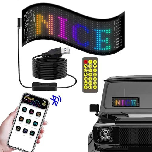 Insegne Luminose, Display LED Programmabile a Scorrimento con Pannello Flessibile della Matrice, Controllo App per Animazioni di Design Fai da Te, Testo, Graffiti (70 * 173 mm)