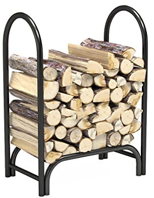 Étagère de rangement pour bois de chauffage en chêne cuit, du sol au plafond, noir