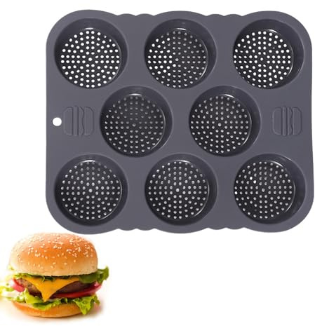Welhammsae Molde de Silicona Para Hamburguesas, 8 Cavidades Molde de Silicona Antiadherente, Molde de Pan para Hamburguesas, Pan, Magdalenas, Tartas de Chocolate, Tartas