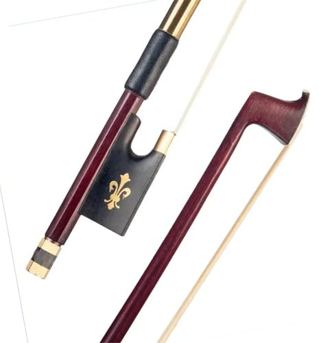 Professionell fiolbåge 4/4 Fiolstråke Brazilwood Rund Stick Med Ebony Frog Läder Grip Naturligt Tagel Nybörjarbåge