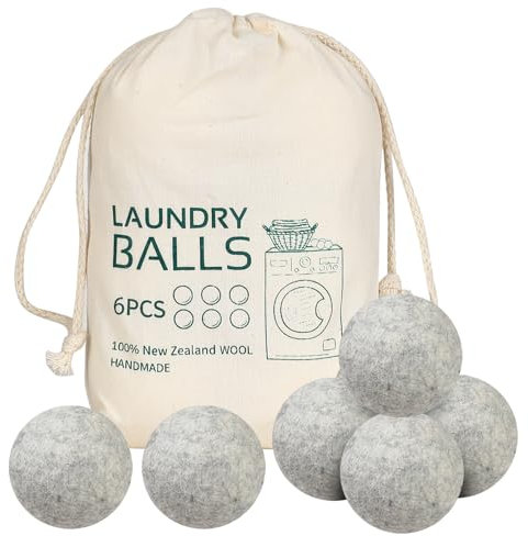 Wool Balls for Tumble Dryer 6 PCS Handmade Reusable Laundry Ball Fabric Softener Drying Balls Reduce Drying Time and Wrinkles