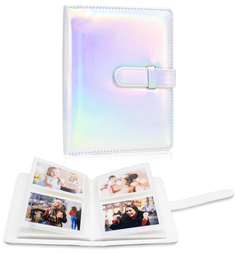 64 Taschen Fotoalbum Buch für 2x3 Inch Film - Mini kleine Alben für Fujifilm Instax Mini Sofortbildkamera, für Polaroid Hi-Print Bilder, Kpop Fotokartenhalter Binder (Magic Silver)