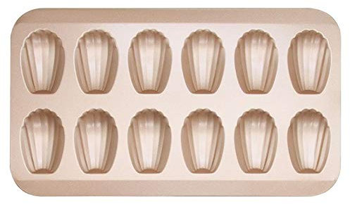 Lodoot 12 Löcher für Muschelförmige Kuchenformen, Schokoladenform, Backformen, Metall, für Küche, Backen, C, goldene Madeleine-Form, Kuchenbackform
