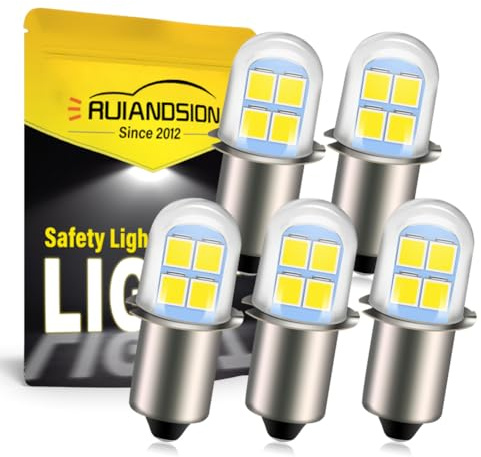 Ruiandsion, 5 Stück 4,5 V, 6 V P13.5S LED-Ersatzbirne für Taschenlampen, Taschenlampe, Stirnlampe, weiß