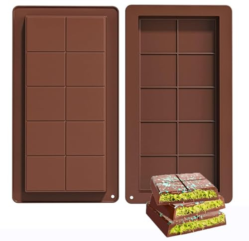 SinChic Moules en Silicone pour Chocolat,2 PCS Moule Silicone Chocolat Moule Tablette Chocolat en Silicone Moule Tablette pour Pistaches et Chocolat au Lait pour Faire des Collations à la Maison