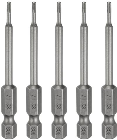 sourcing map 5 punte per cacciavite a testa Torx T7 da 1/4 di pollice con gambo esagonale da 65 mm di lunghezza, magnetiche, senza foro, a prova di manomissione, 6 punti, cacciavite a stella in