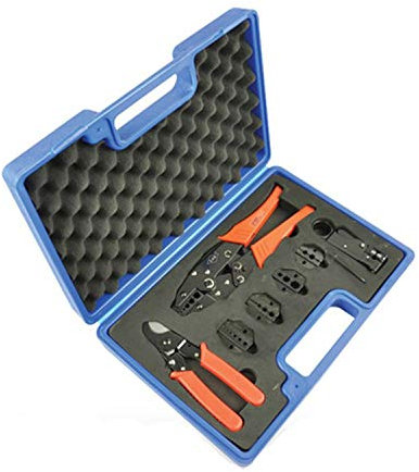 Crimpadora Terminales, Alicates de crimpado, juego de herramientas manuales de crimpado con cortador de cables y 4 matrices reemplazables, para crimpar terminales coaxiales, conectores BNC RG, pelaca