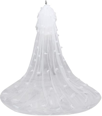 Hoshisea Velo de Novia de 3 Metros de Largo, Velo de Novia de Tul, Accesorios de Boda (Rosa blanca)