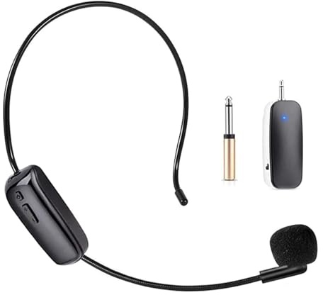 Wireless Headset Microphone, UHF Microphone Headset System, Head Handheld Mic 2 in 1, Ear Mic with 165ft Range for Fitness, Teaching, Tour Guide, Voice Amplifier, Speaker