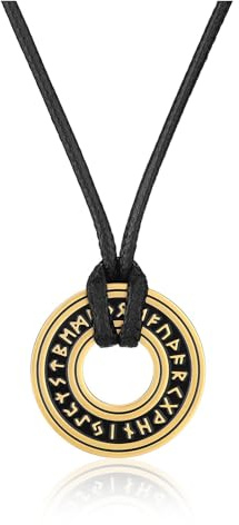 Zysta Wikinger Halskette Herren Rune Anhänger mit Leder kette Vegvisir Talisman - Geschenk für Männer