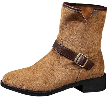 Stivali da Montagna Donna Boots Antiscivolo con Tacco a Zeppa Stivaletto Wide Fit Plateau Western Invernali Comodi e Morbidi Stivaletti Pioggia