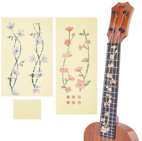 SUPERFINDINGS 2 Blätter Guitar Inlay Sticker 2 Stile Blumen DIY Fretboard Sticker Removable Guitar Decals DIY Gifts for Electric Bass Player Acoustic Guitars Decoration Musical Instrument Shop Supply