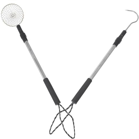 BESTonZON Beach Sand Sifter with Telescopic Aluminum Rods and Detachable Hook Sand Shovels for Shell Collecting Rock Hunting and Beachcombing Essentials